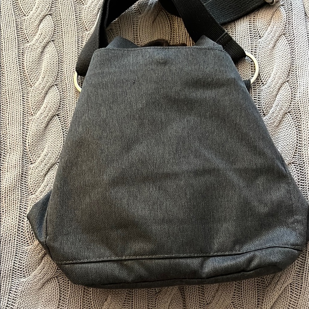 MEC Black Crossbody Bag with Textured Fabric and Silver Hardware - Picture 3 of 6
